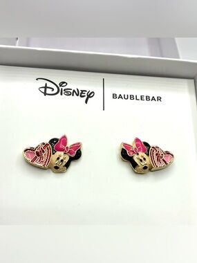 Disney Baublebar Minnie Mouse Pink Heart Stud Earrings